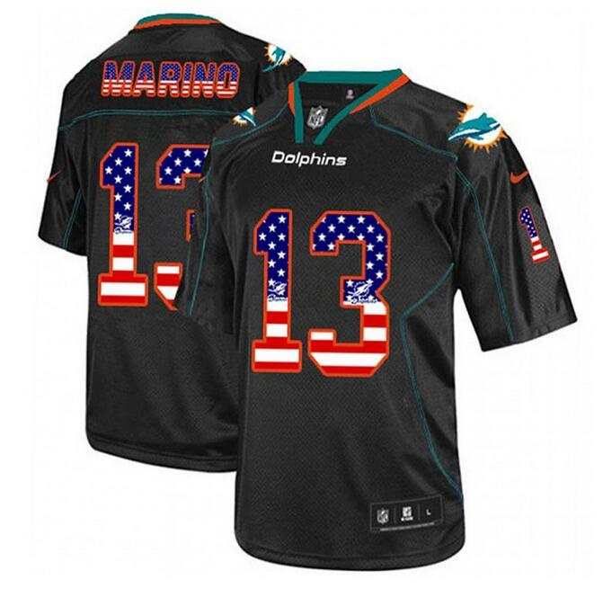 Men's Miami Dolphins Customized Black USA Flag Fashion Stitched Jersey Men's Miami Dolphins Customized Black USA Flag Fashion Stitched Jersey